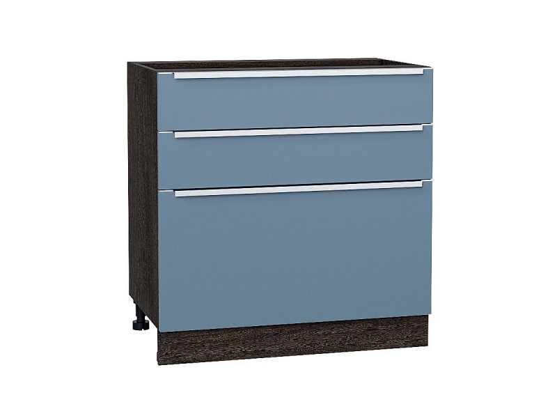 816*800* Шкаф нижний с 3-мя ящиками Фьюжн Silky Blue Graphite